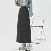 New Autumn Winter Wool Blend Long Womens Fashion High Waist A-line Midi Ladies Elegant Woolen Skirt